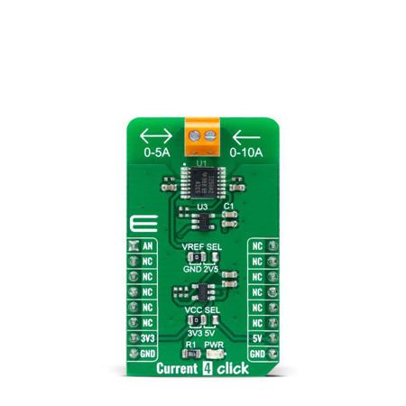 MIKROE-4755 MikroElektronika Current 4 Click Shunt Add On Board for AP7331, LMV321, INA250 mikroBUS Socket