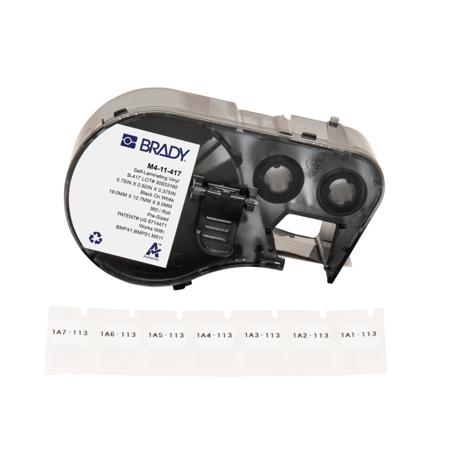 M4-11-427 Brady B-427 on Black on White, Transparent Label, 12.70 mm Width, 12.70mm Label Width