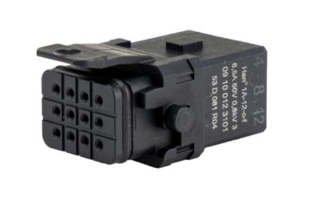 09100123101 HARTING Heavy Duty Power Connector Insert, 6.5A, Female, Han 1A Series, 12 Contacts