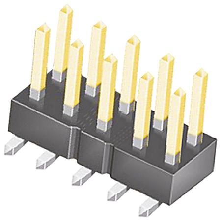 TSM-105-02-L-DV Samtec TSM Series Straight Surface Pin Header, 10 Contact(s), 2.54 mm Pitch, 2 Row, Unshrouded