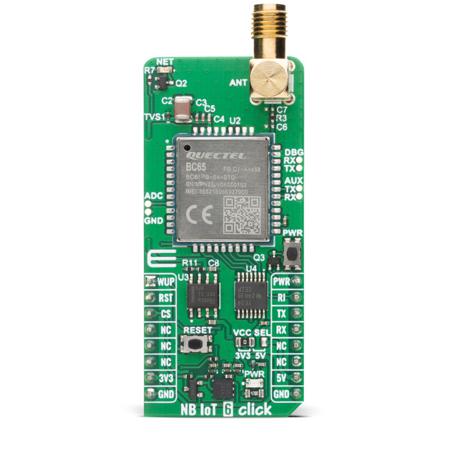 MIKROE-6419 MikroElektronika NB IoT Click BC65 Click Board for Reliable Narrowband IoT connectivity for embedded applications 2200