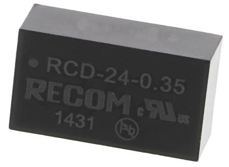 RCD-24-0.35 Recom LED Driver, 2 → 35V dc Output, 350mA Output, Constant Current Dimmable
