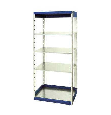 46001006-11V Bott Blue 4 Shelf Sheet Steel Storage Rack System Shelving System Upright Frames, 2000mm x 800mm, 650mm