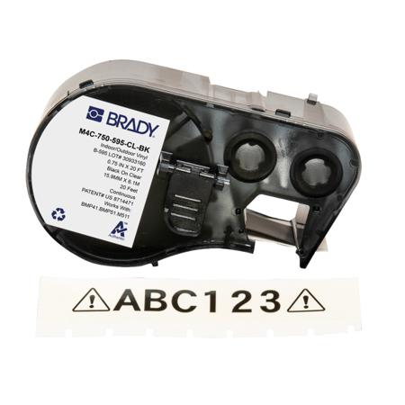 M4C-750-595-CL-BK Brady B-595 on Black on Transparent Label, 19.05 mm Width