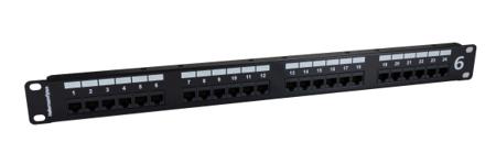 HTC-C6U-PP241U/BK/B HellermannTyton Connectivity HTC Series Cat6 24 Port RJ45 Patch Panel Unshielded 1U Black