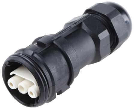 185-1A1031-S0301 3 Pole IP68 Rating Cable Mount Female Mains Inline Connector Rated At 16A