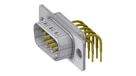 DTS09PYC/2 Deltron Connectors DTS 9 Way Right Angle D-sub Connector Plug, with Screw