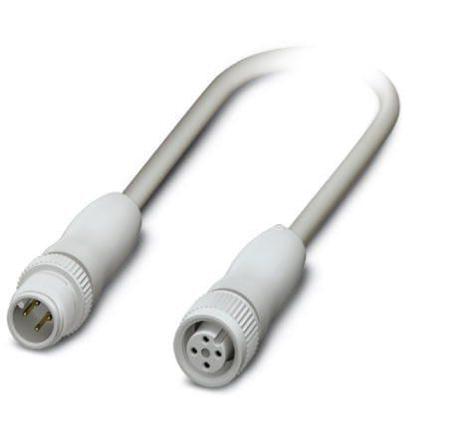 1404023 Phoenix Contact Male 4 way Plug M12 to Female 4 way Socket M12 Sensor Actuator Cable, 300 mm
