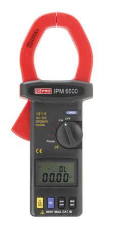 123-2344 RS PRO IPM6600 Clamp Meter, Max Current 2kA ac, 2000A dc CAT III 600 V With RS Calibration