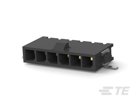 2-1445091-6 TE Connectivity Micro MATE-N-LOK Series Right Angle Board PCB Header, 6 Contact(s), 3 mm Pitch, 1 Row, Shrouded