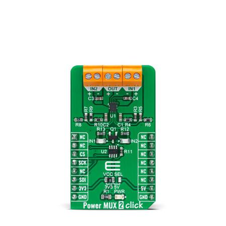 MIKROE-4575 MikroElektronika Power MUX 2 Click Power Distribution Switch for TPS2120 for mikroBUS Socket