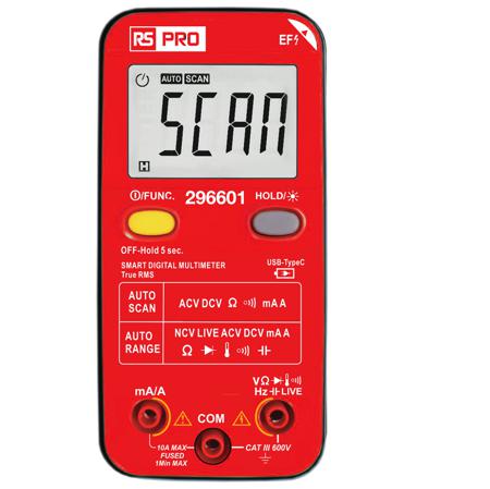 296-603 RS PRO Digital, LCD Digital Multimeter, 10A ac Max, 10A dc Max, 600V ac Max - RS Calibrated