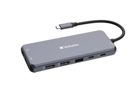 32154 Verbatim 8 Port USB 2.0, USB 3.0 USB A, USB C  Hub, USB Bus Powered, 140 x 55.4 x 15mm