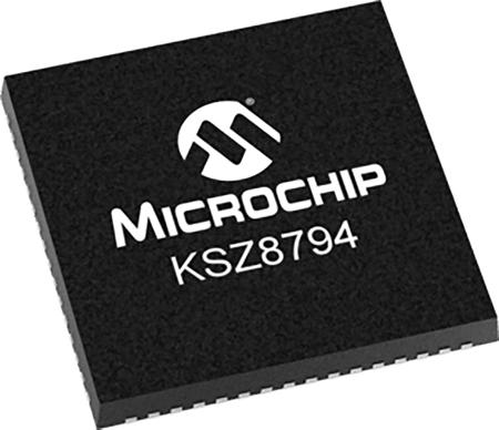 KSZ8794CNXCC Microchip  Ethernet Switch IC, 10/100Mbit/s 3.3 V, 64-Pin QFN