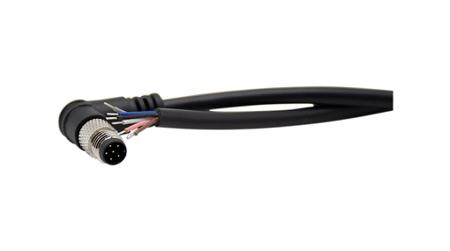 RND-205-01166 RND Right Angle Male 6 way M8 to Straight Connector & Cable, 2m