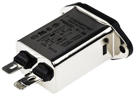 FN9222-6-06 Male C14 IEC Filter Panel Mount,faston,Rated At 6A,250 V ac Operating Frequency 0 → 400Hz