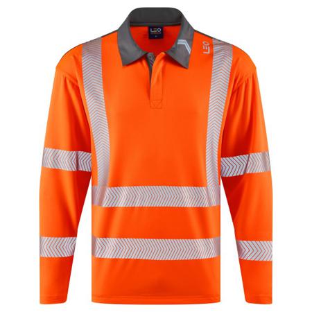 P13-O-LEO-5XL Leo Workwear GEORGEHAM Orange Men Hi Vis Polo Shirt, 153 to 165cm