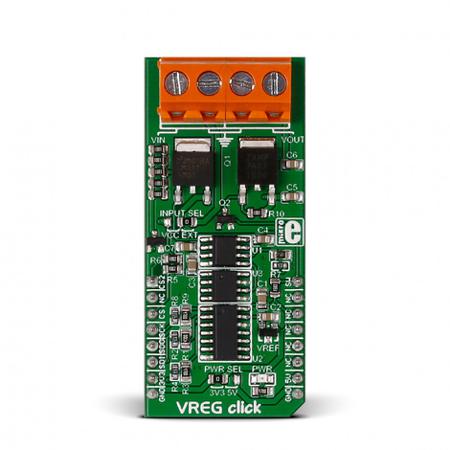 MIKROE-2443 MikroElektronika VREG Click LDO Voltage Regulator for MCP4921, LM317-M, MCP3204, ZXMP7A17K, LMx58 for MCP4921, MCP3204,