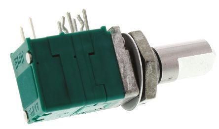 RK0971221Z05 Alps Electric RK097 Series Potentiometer with a 6 mm Dia. Shaft, 10kΩ, ±20%, 0.05W, Panel Mount (Through Hole)