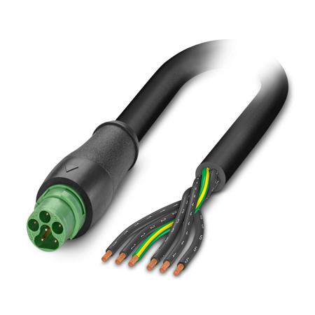 1514492 Phoenix Contact SAC, 1.5m 6 Core, Black Polyurethane PUR Power Cable +80°C