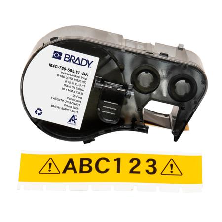 M4C-750-595-YL-BK Brady B-595 on Black on Yellow Label, 19.05 mm Width