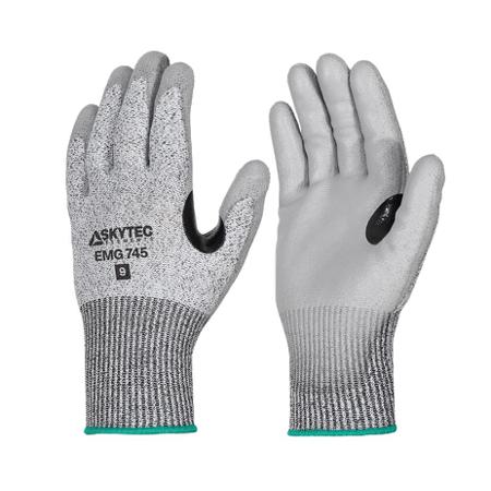 EMG00745FD Skytec EMG745 Black, Grey Glass Fibre, HPPE, Nylon Cut Resistant, Dry Environment, Good Dexterity Work Gloves, Size