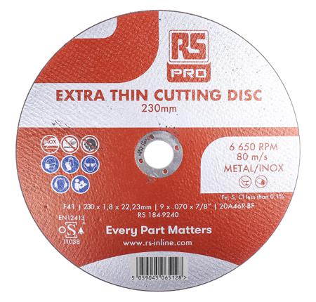 184-9240 RS PRO Aluminium Oxide Cutting Disc, 230mm x 1.8mm Thick, Fine Grade, P120 Grit, 5 in pack