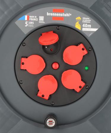 9202401110 brennenstuhl 40m 5 Socket Type E - French Cable Reel Semi-enclosed Reel, 230 V, IP44