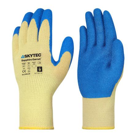 SKG00062CD Skytec Sapphire Garnet Blue, Yellow Para-aramid Abrasion Resistant, Cut Resistant Work Gloves, Size Small, Latex Coating