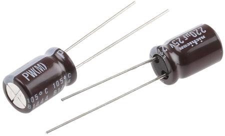 UPW1E221MPD Nichicon 220μF Aluminium Electrolytic Capacitor 25V dc, Radial, Through Hole -