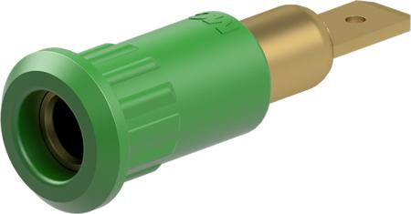 64-3010-25 Staubli Green Socket Test Socket, Tab Termination, 25A, 30V ac, Gold Plating