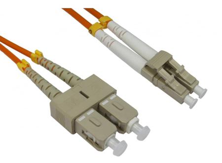 284-6879 RS PRO LC to SC Duplex Multi Mode OM2 Fibre Optic Cable, 3mm, Orange, 2m