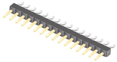 TSM-116-01-L-SH Samtec TSM Series Right Angle Surface Pin Header, 16 Contact(s), 2.54 mm Pitch, 1 Row, Unshrouded