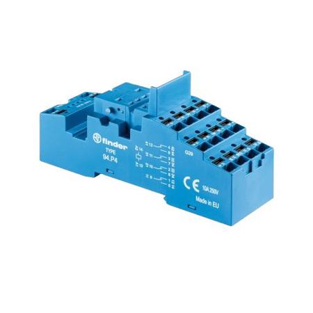 94-P4SMA Finder Relay Socket, DIN Rail for use with 55.32 Relay, 55.34 Relay