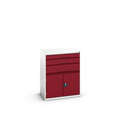 16925161.24 Bott 3 Cabinet, Steel, 1000mm x 800mm x 550mm, Light Grey, Red