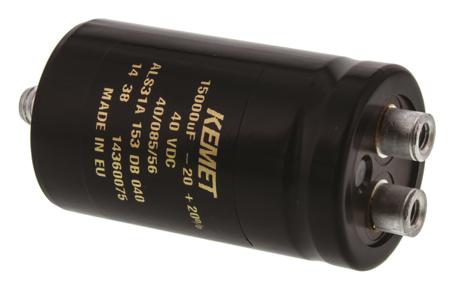 ALS31A153DB040 KEMET 15000μF Aluminium Electrolytic Capacitor 40V dc, Screw Terminal -