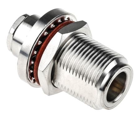 R161325000W Radiall 50Ω Straight Panel Mount N Type Connector, jack, Clamp Termination, 0 → 11GHz
