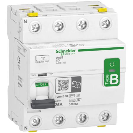 A9Z64425 Schneider Electric iID RCCB, 25A, 4 Pole, 300mA, Type B-SI, 400V ac