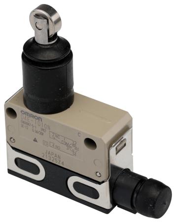 D4E-1D10N Omron D4E Series Roller Plunger Limit Switch, IP67, SPDT, Zinc Housing, 125V ac ac Max, 1A Max