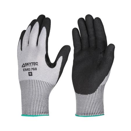 EMG00768FD Skytec EMG768 Black, Grey 13 Gauge HPPE, Nylon, Steel Fibre Cut Resistant, Dry Environment, Good Dexterity Work Gloves,