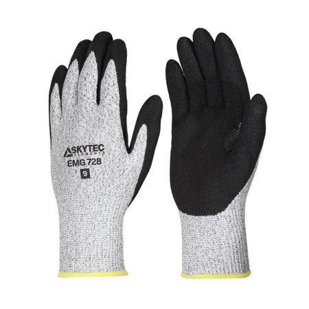 EMG00728FN Skytec EMG728 Black, Grey 13 Gauge HPPE, Nylon Cut Resistant, Dry Environment, Good Dexterity Work Gloves, Size 12,