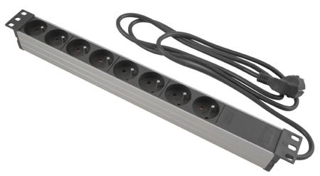 49BM8PM CAE Multimedia Connect Schuko 8 Gang Power Distribution Unit, 2m Cable, 16A, 250 V ac