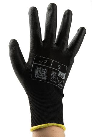 246-3337 Black Pylon Abrasion Resistant, Tear Resistant Work Gloves, Size L, Polyurethane Coating
