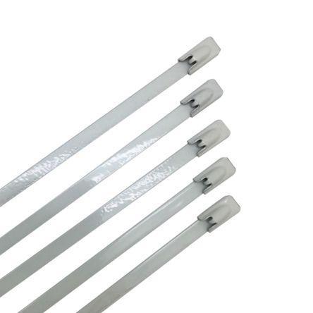 183-4193 RS PRO White 316 Stainless Steel Ball Lock Cable Tie, 360mm x 7.9 mm