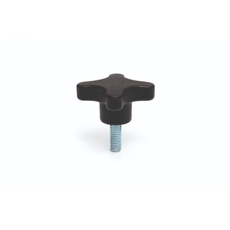 284-5594 RS PRO Black Thermoplastic Clamping Knob, M6 x 30, Threaded Mount