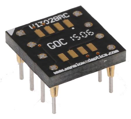 W13028RC Winslow Straight Through Hole Mount 1.27 mm, 2.54 mm Pitch IC Socket Adapter, 8 Pin Female QFN to 8 Pin Male DIP