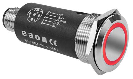 82-6657.1114 EAO 82 Series Illuminated Illuminated Push Button Switch, Momentary, Panel Mount, 22mm Cutout, SPDT, Red LED, 35V,