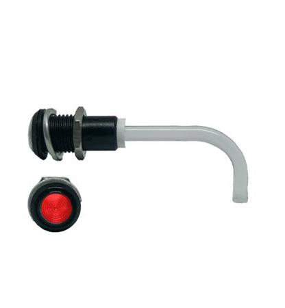 RHD-1100-3000-F9PZR67PR  Bivar, Panel Mount Right Angle LED Light Pipe, Red Round Lens