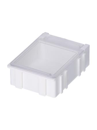 8150020 Licefa 1 Cell Transparent, White Compartment Box, 21mm x 42.3mm x 57.4mm