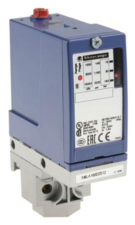 XMLA160D2S12 Telemecanique Sensors Differential Pressure Sensor, 160bar Max Pressure Reading , 120 → 240 V ac, 250 V dc, G1/4